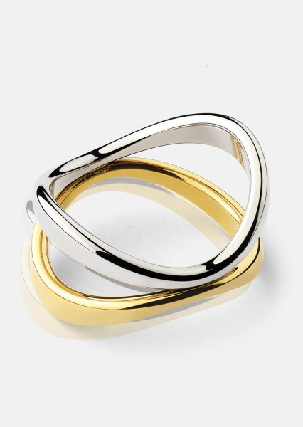 Ring Bicolor Wave - 18k Gold Plated