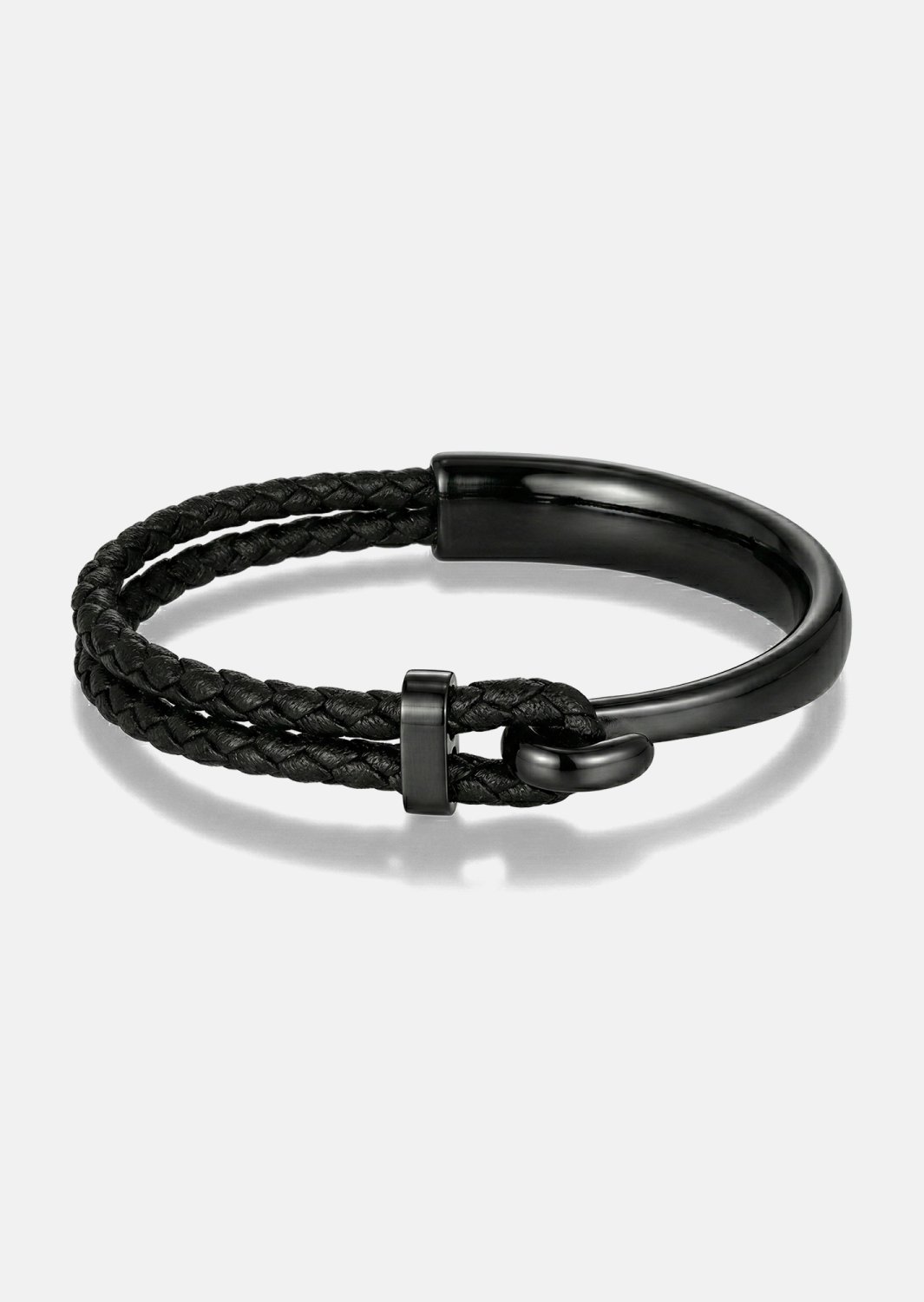 Leather Bracelet Obsidian Link