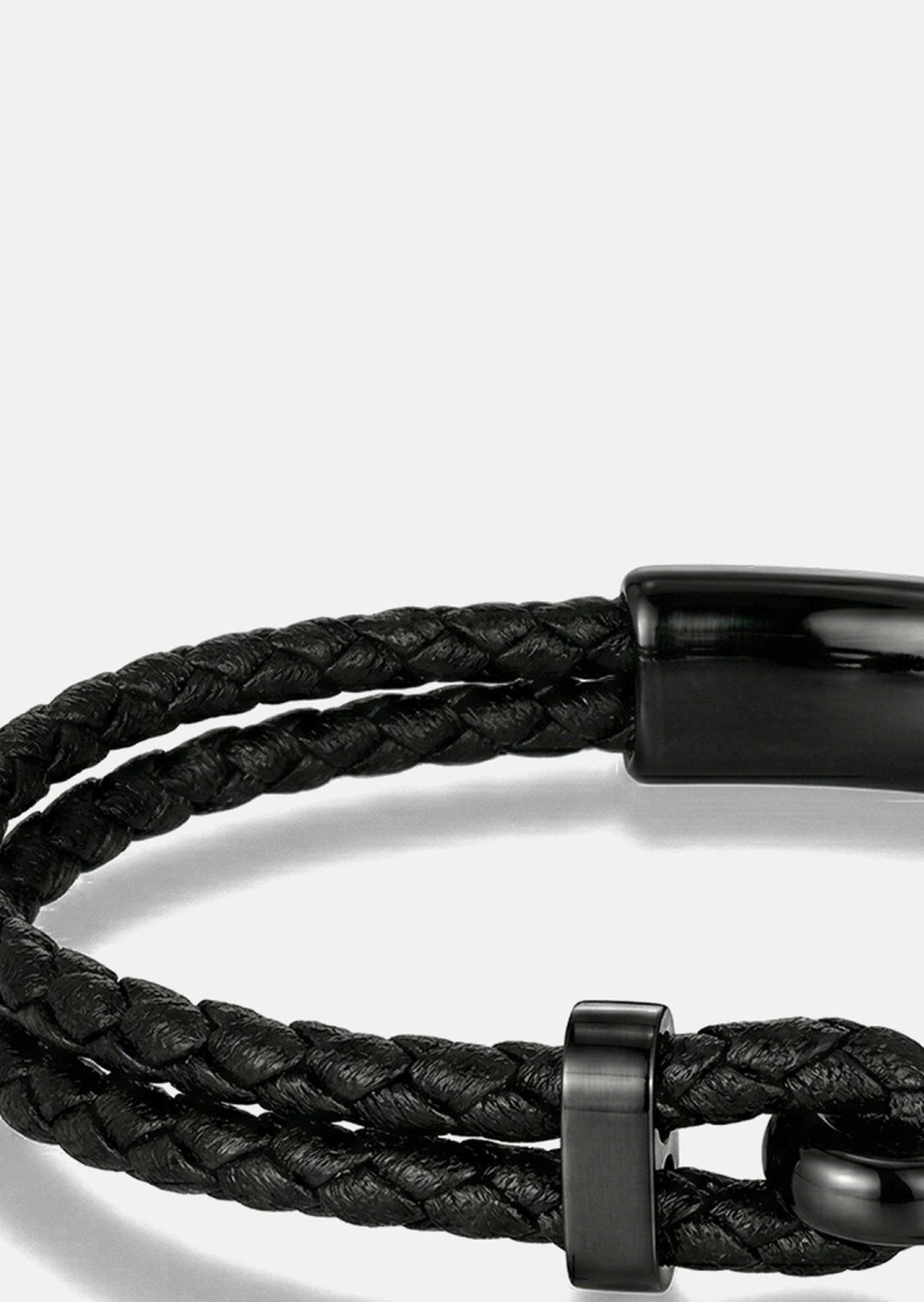Leather Bracelet Obsidian Link
