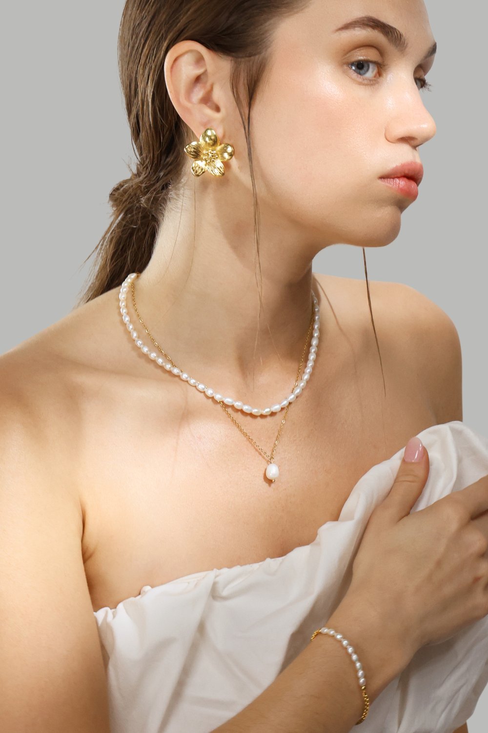 Necklace Duo Pearl & Gold - 18k Gold Plated