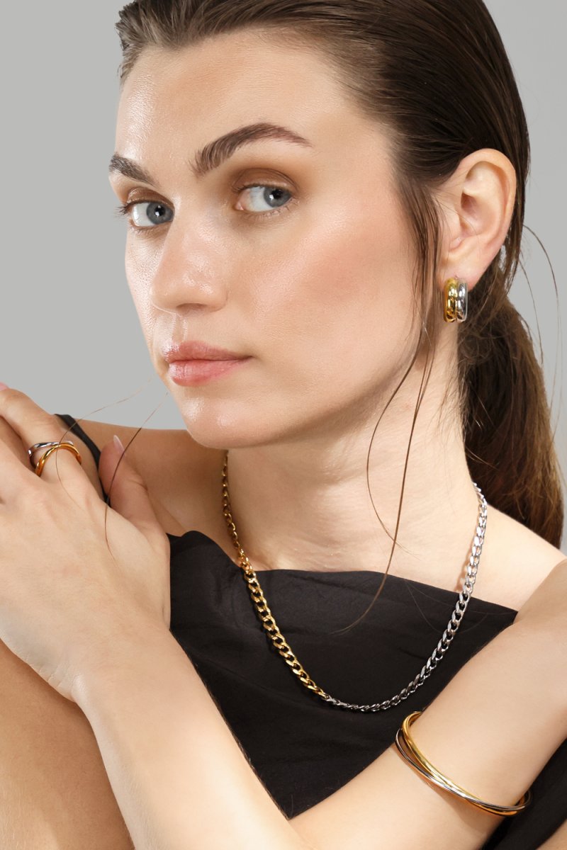 Ring Bicolor Wave - 18k Gold Plated