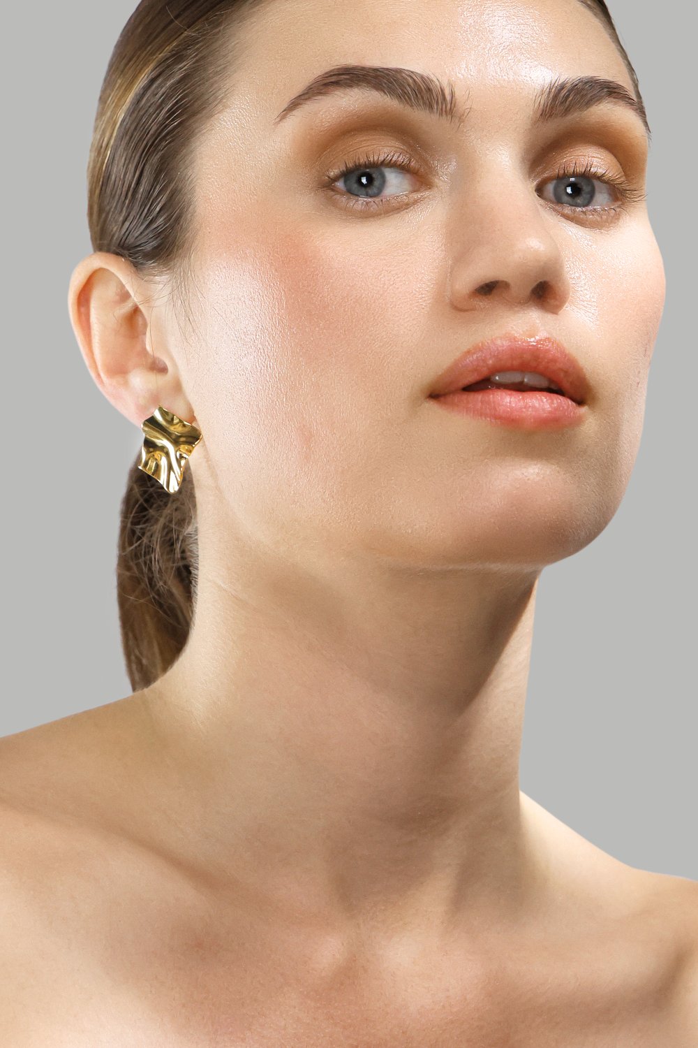 Earring Golden Ripple Studs - 18k Gold Plated