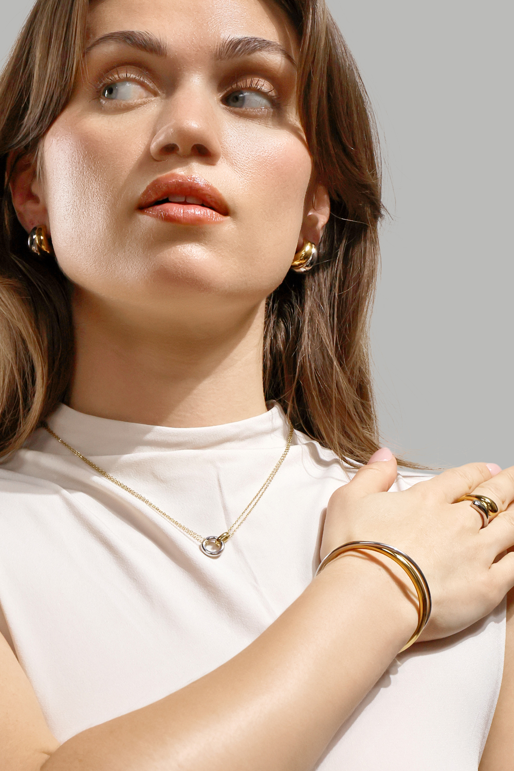 Earrings Dual Wave - 18k Gold Plated