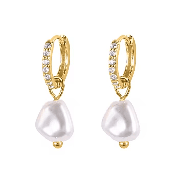 Pearl Charm Earrings – 18k Gold Plated