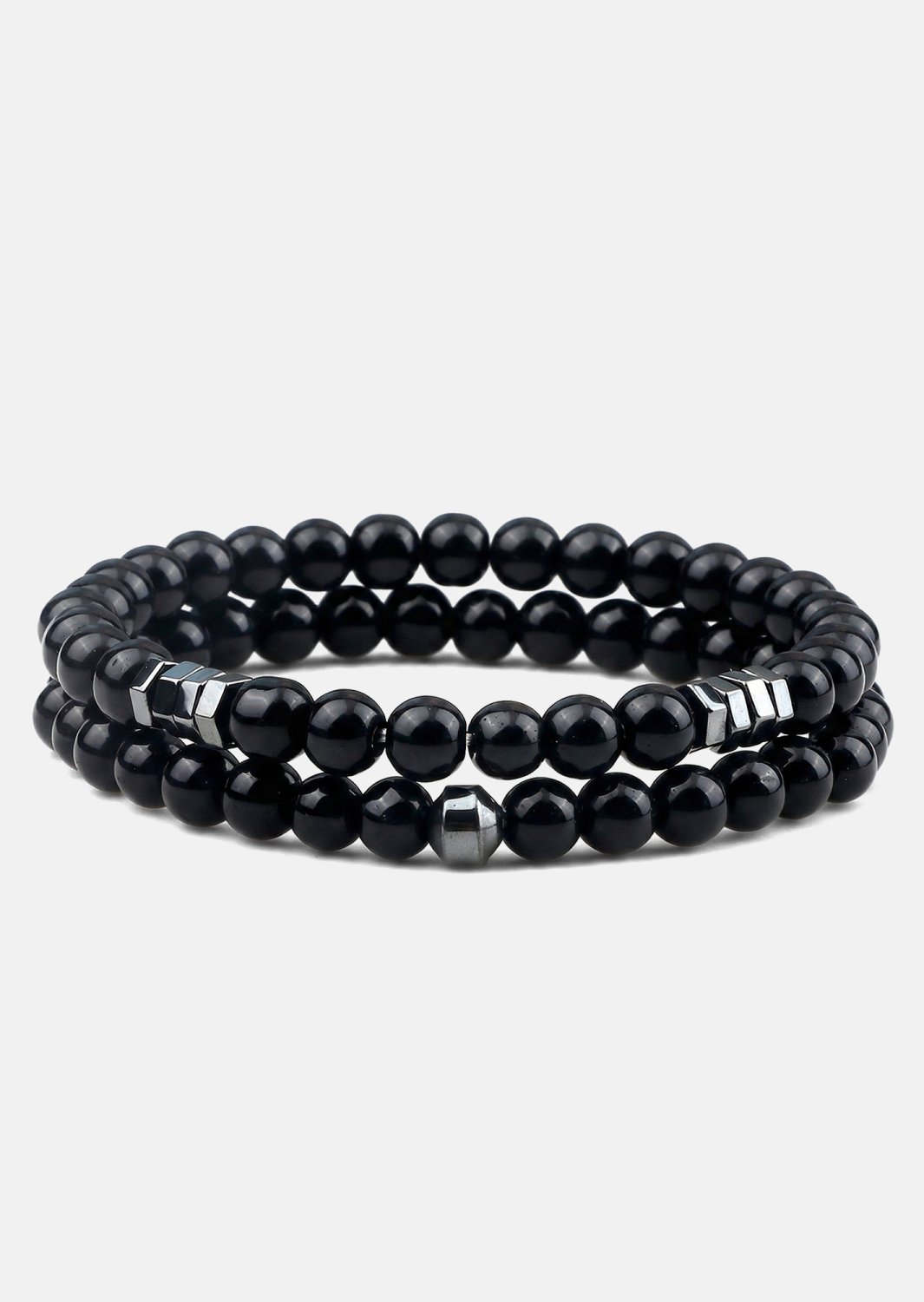 Beaded Bracelet Obsidian Halo