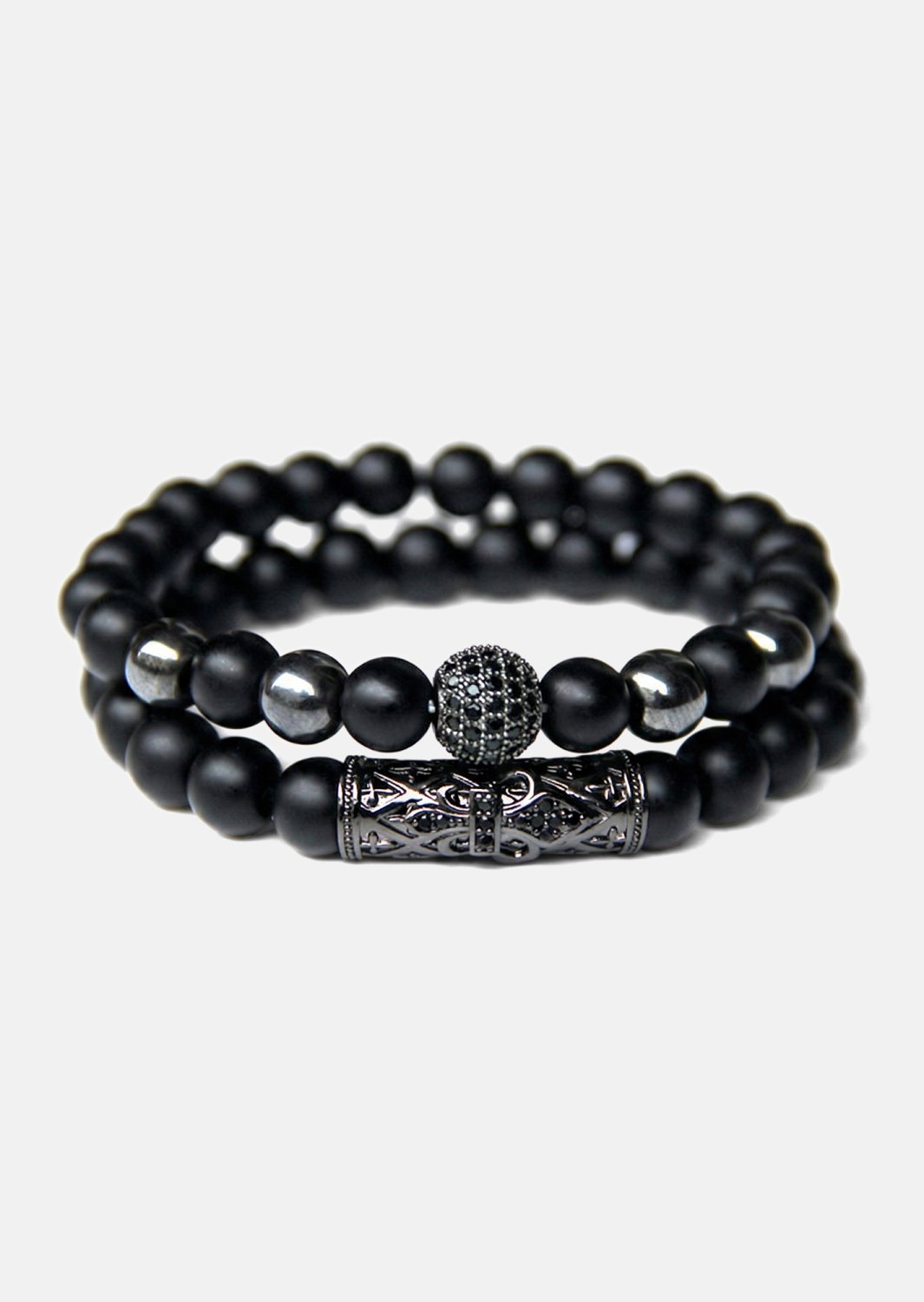Beaded Bracelet Obsidian Crown