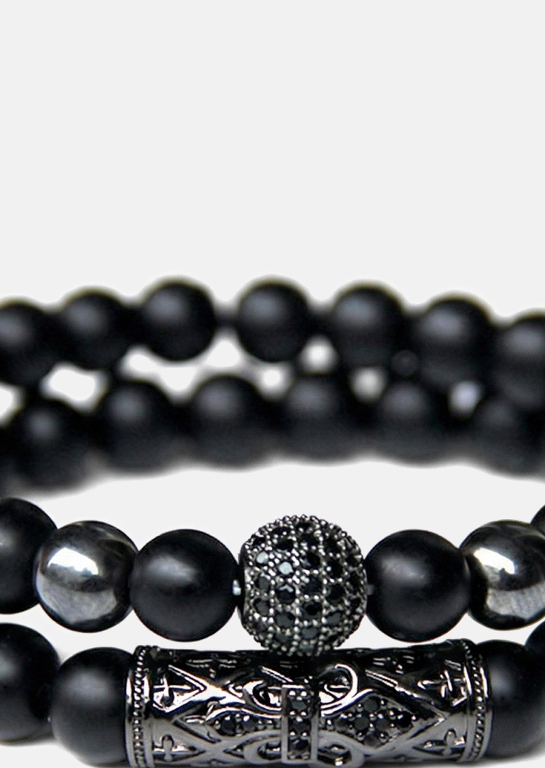 Beaded Bracelet Obsidian Crown