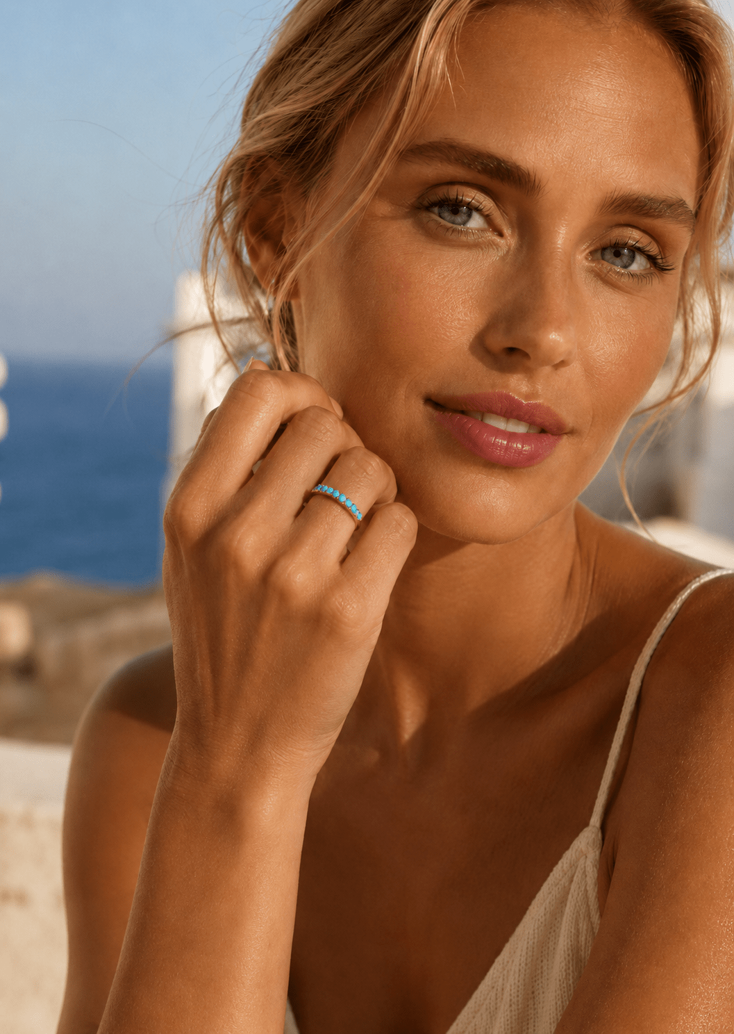 Blue Pearl Elegance Ring - 18k Gold Plated