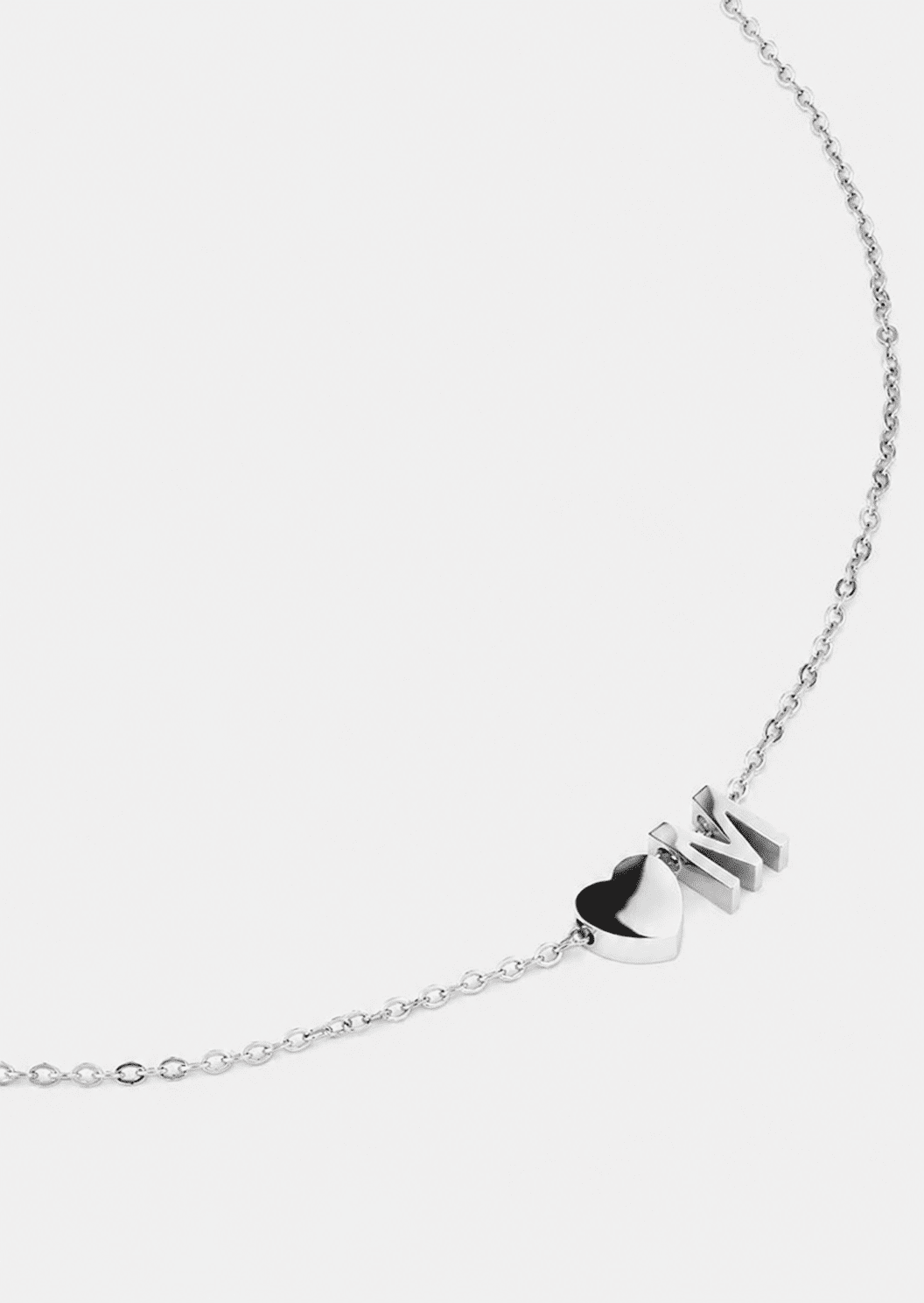 Necklace Heart Letter A-N - Silver Plated