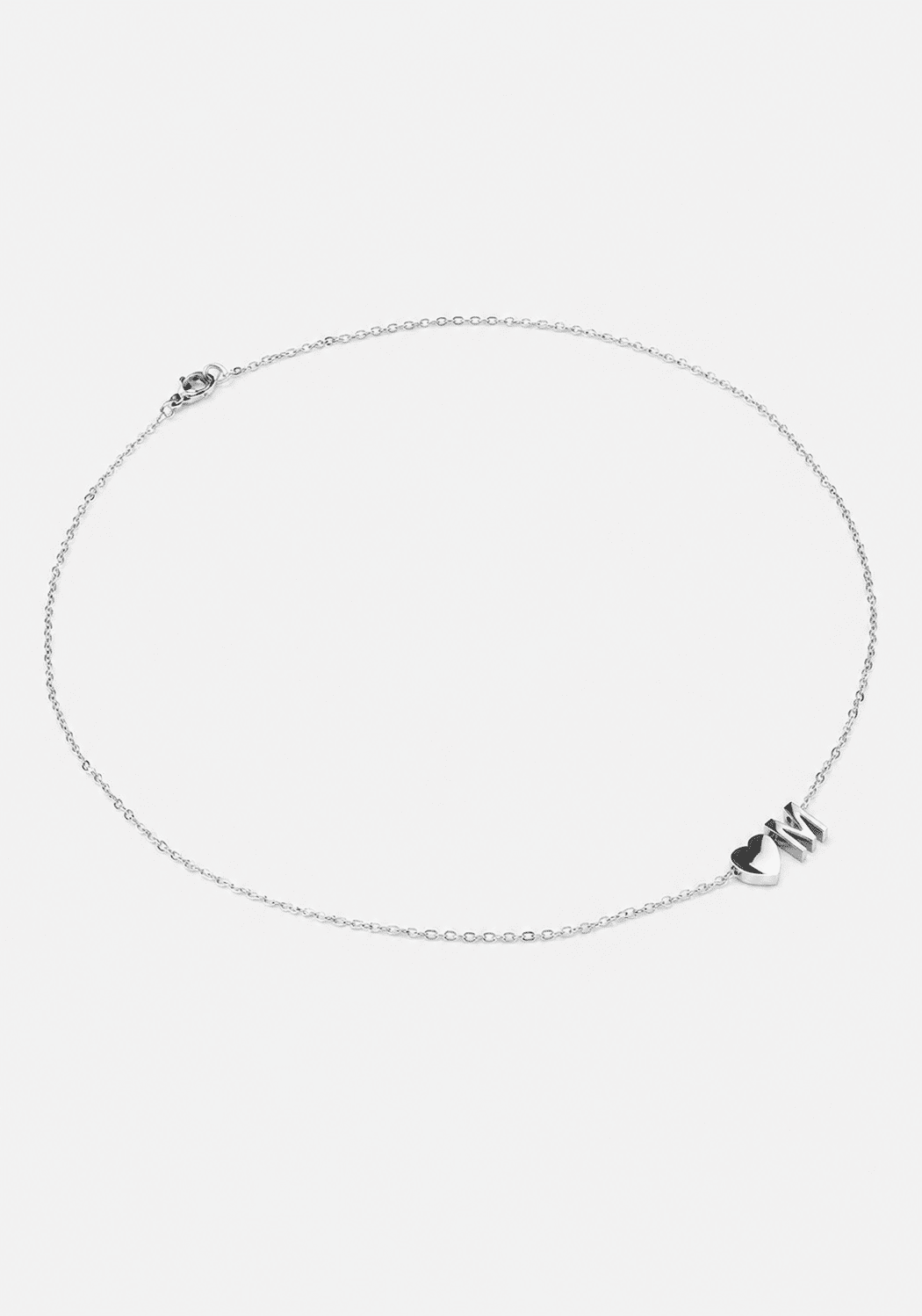 Necklace Heart Letter A-N - Silver Plated