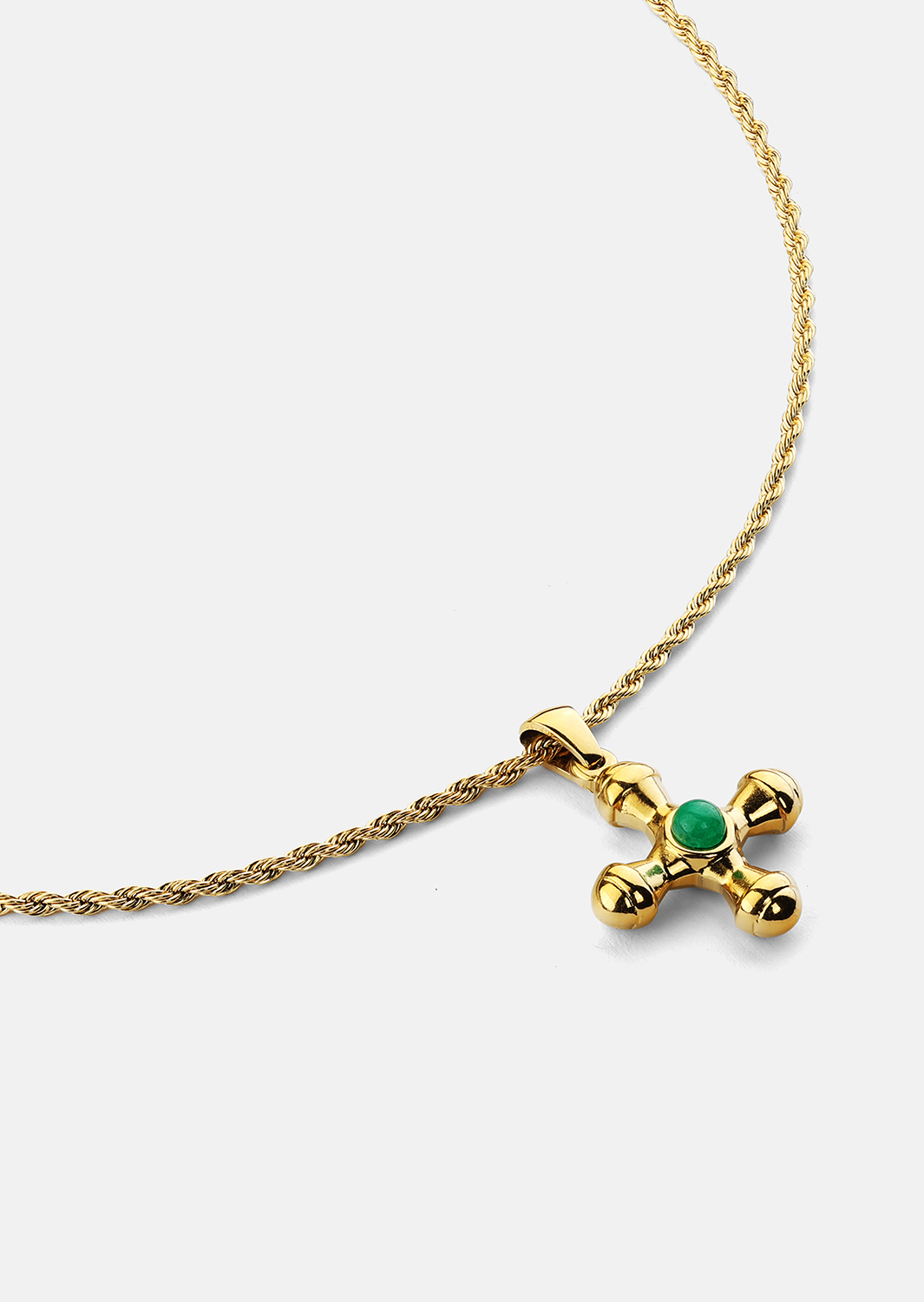 Emerald Cross Green Necklace – 18k Gold Plated