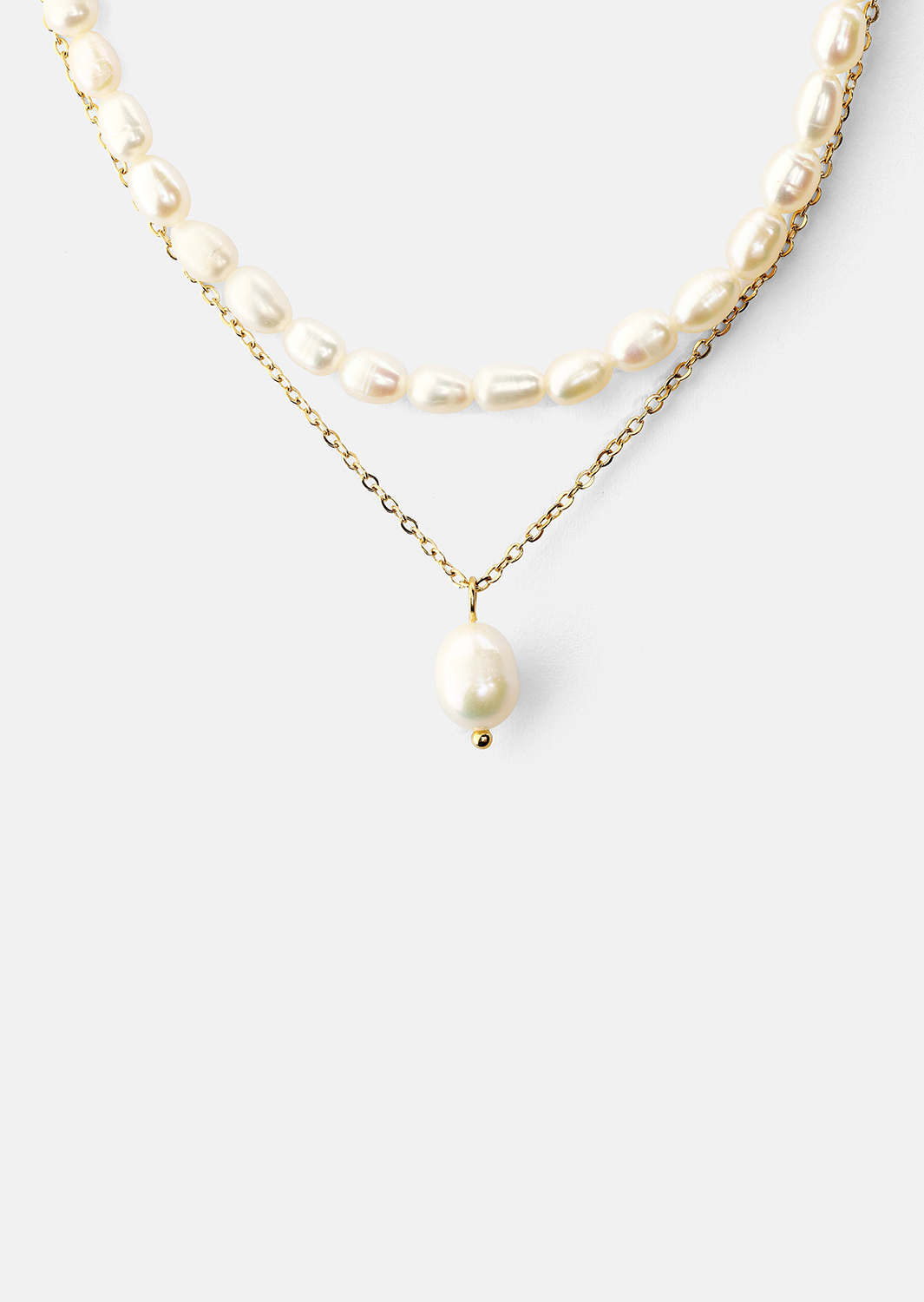 Necklace Duo Pearl & Gold - 18k Gold Plated