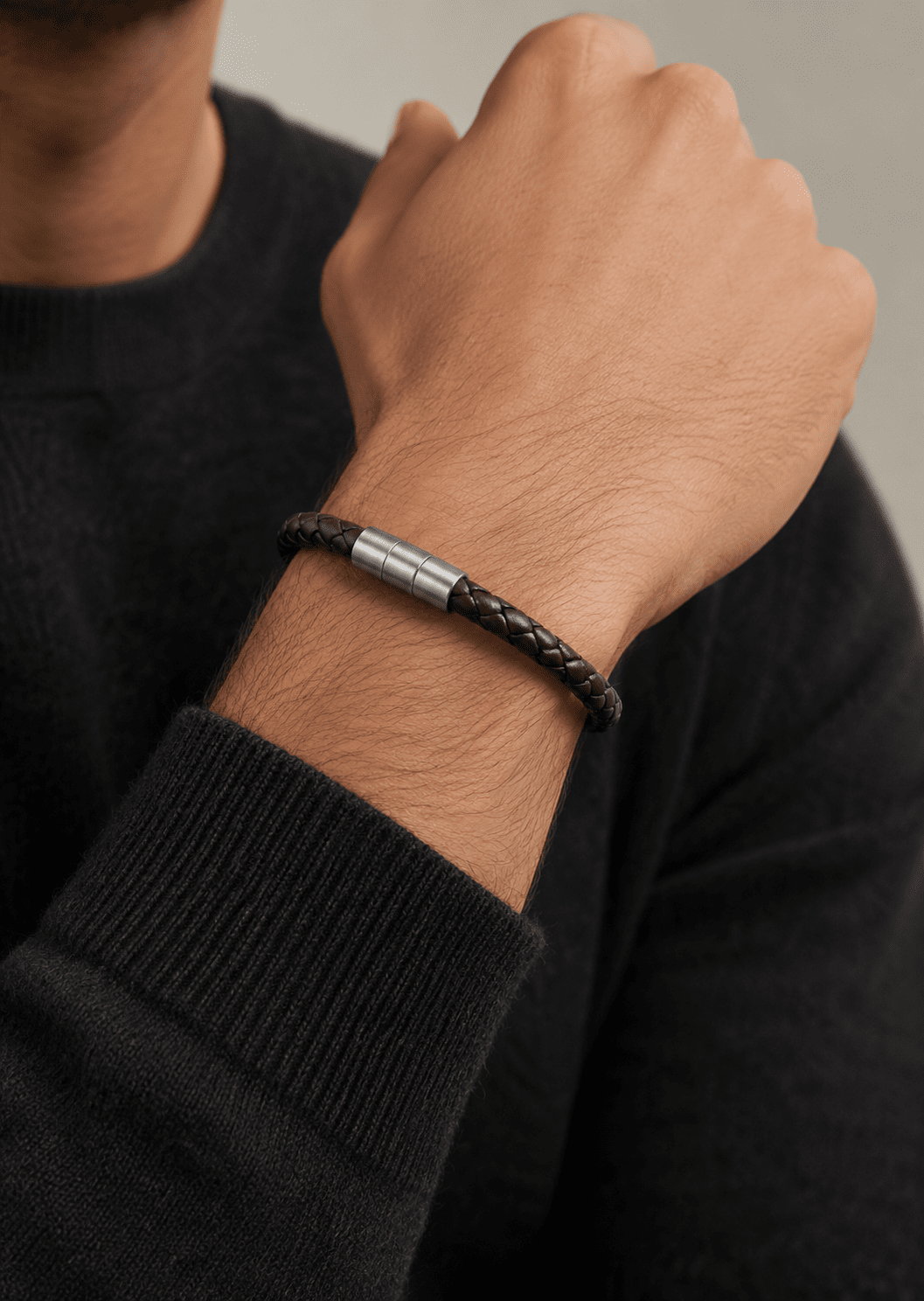 Leather Bracelet Crimson Arc