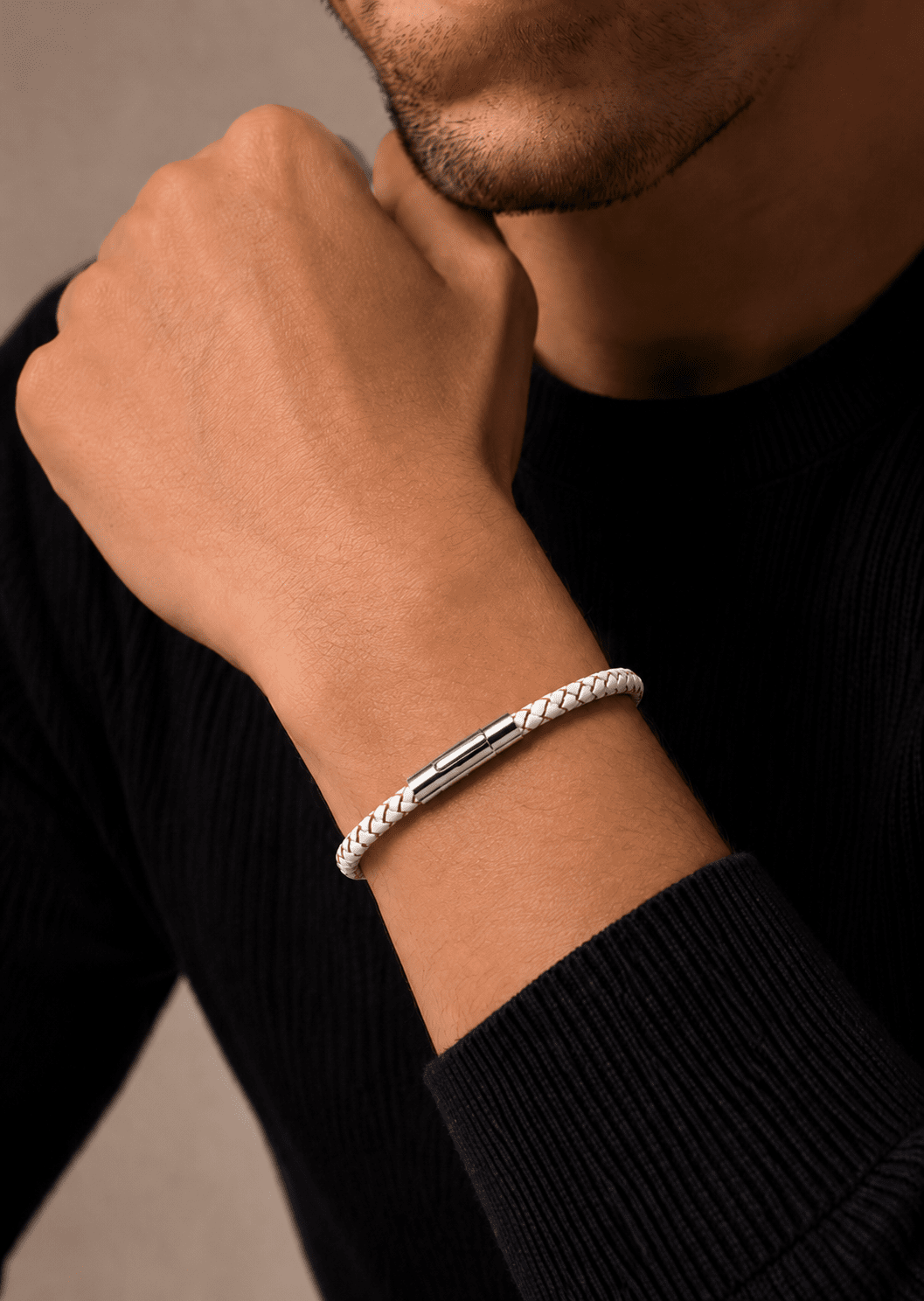Leather Bracelet Ivory Knot