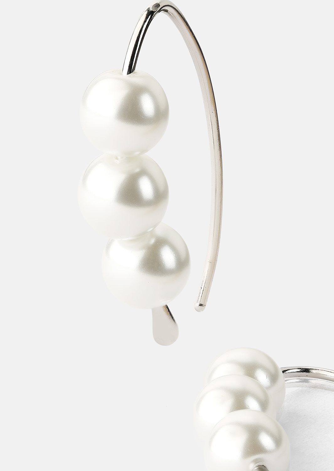 Earring Pearl Arc - Silver Plated