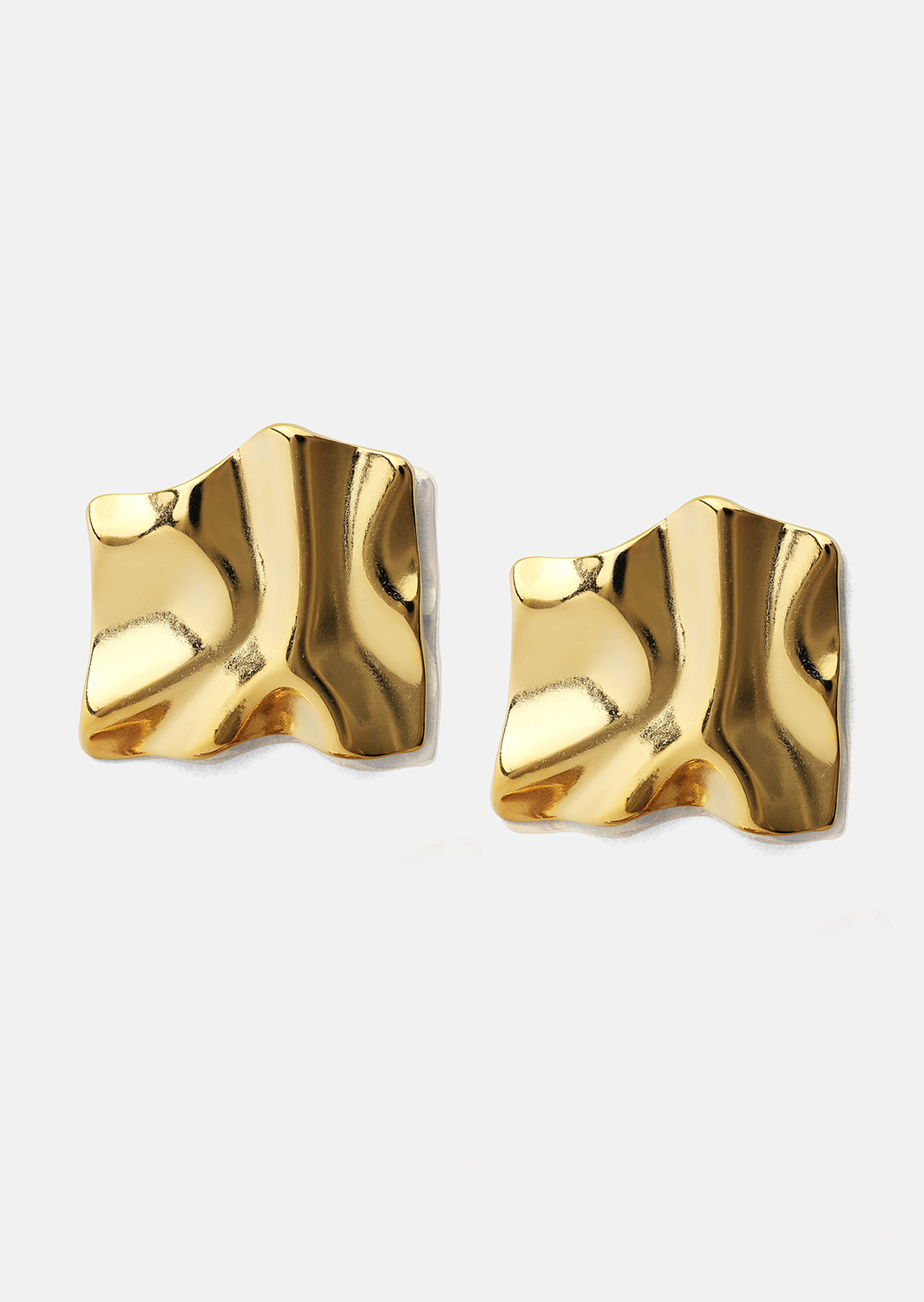 Earring Golden Ripple Studs - 18k Gold Plated