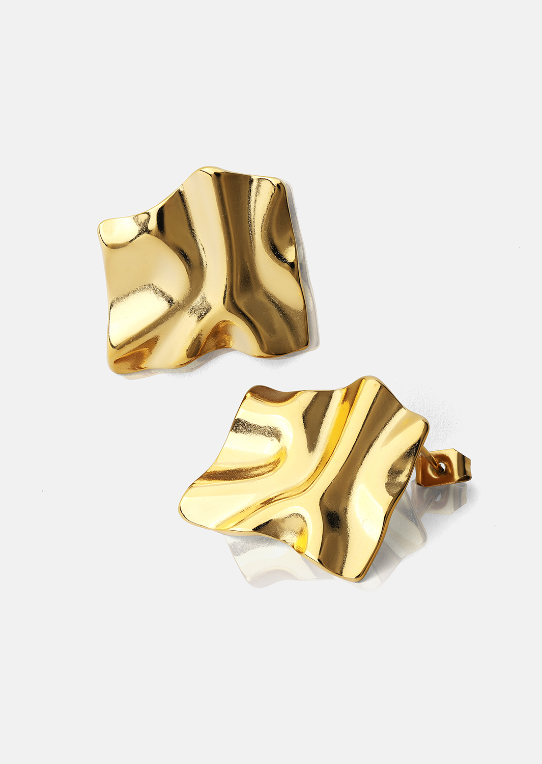 Earring Golden Ripple Studs - 18k Gold Plated