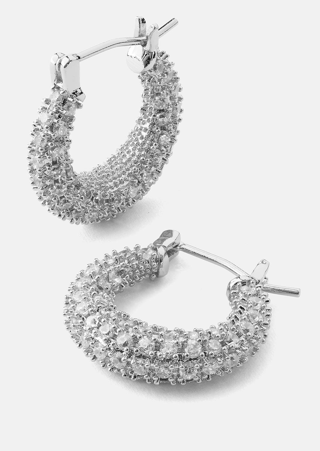 Earring Crystal Circle - Silver Plated