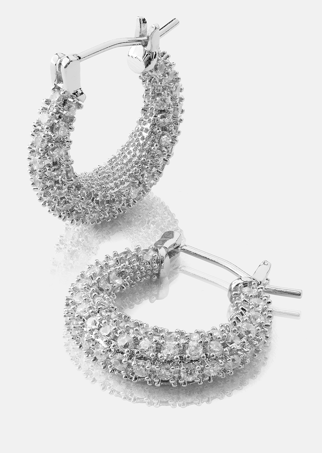 Earring Crystal Circle - Silver Plated