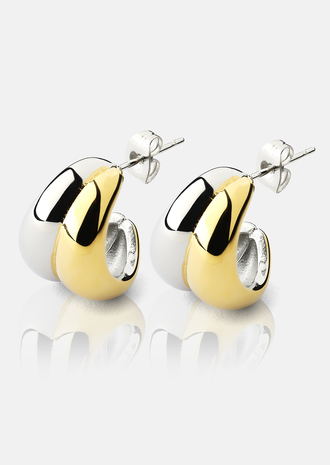 Earrings Dual Wave - 18k Gold Plated