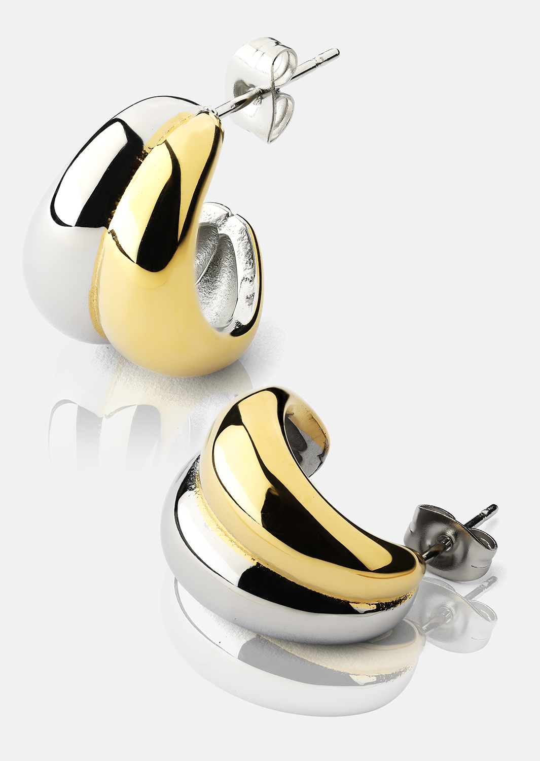 Earrings Dual Wave - 18k Gold Plated