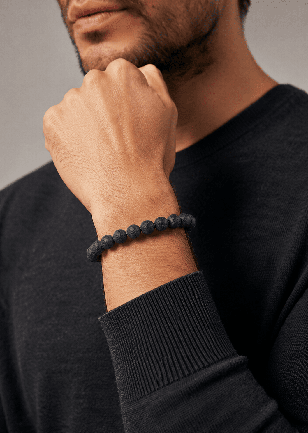 Beaded Bracelet Obsidian Thread