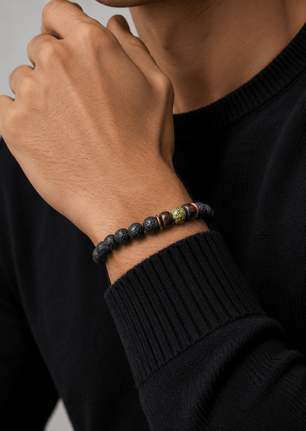 Beaded Bracelet Obsidian Whirl