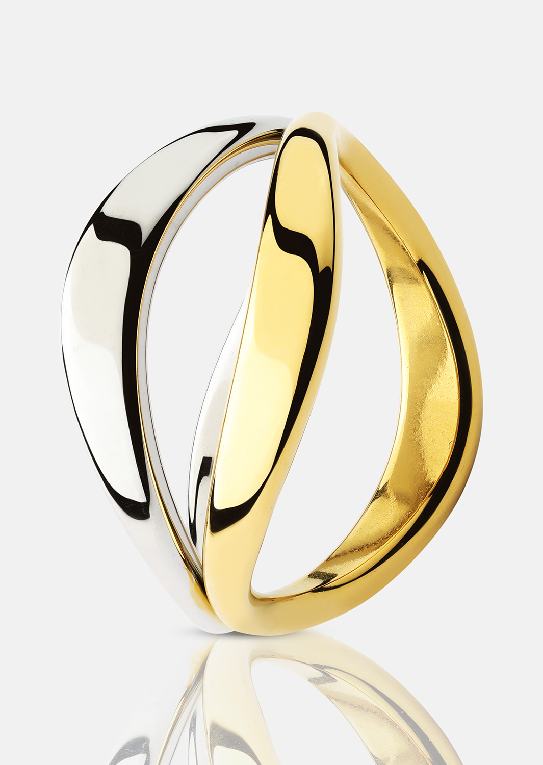 Ring Bicolor Wave - 18k Gold Plated